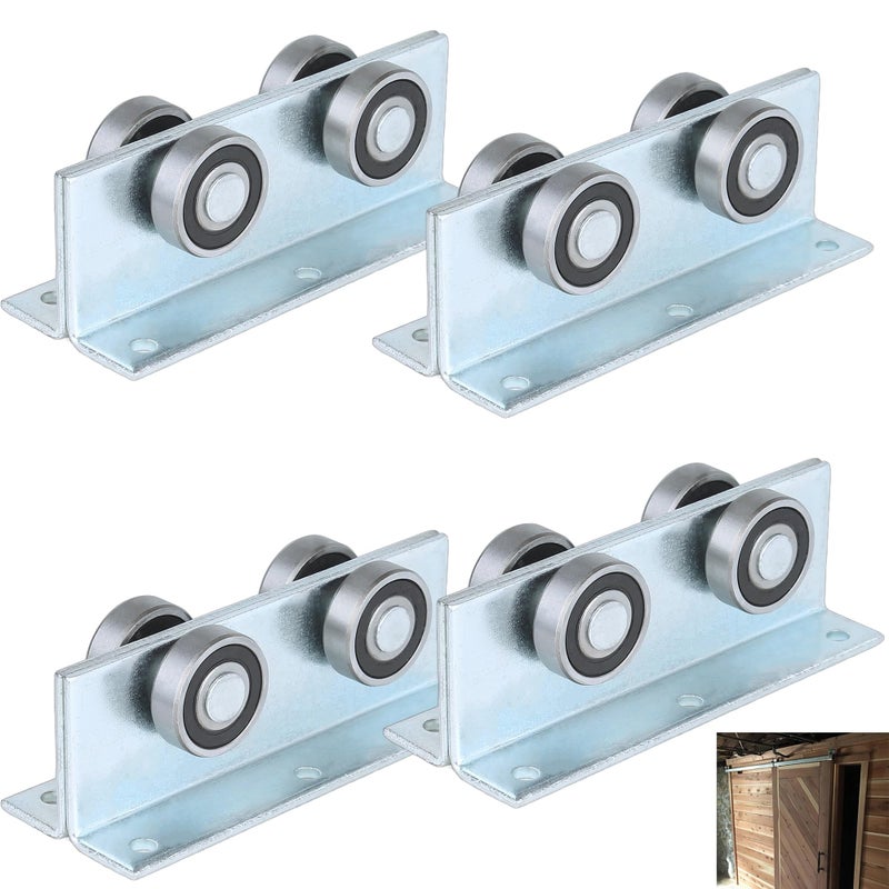 BiJun 4 Wheel Trolley Assembly Roller Strut Channel Trolley Heavy Duty Barn or Shed Sliding Doors for Use with 1-5/8"" Wide and All1-5/8 Taller Strut Channel (Silver 4 Packs) - Image 1